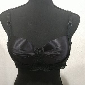 Elegant Black Satin Lace Bra
